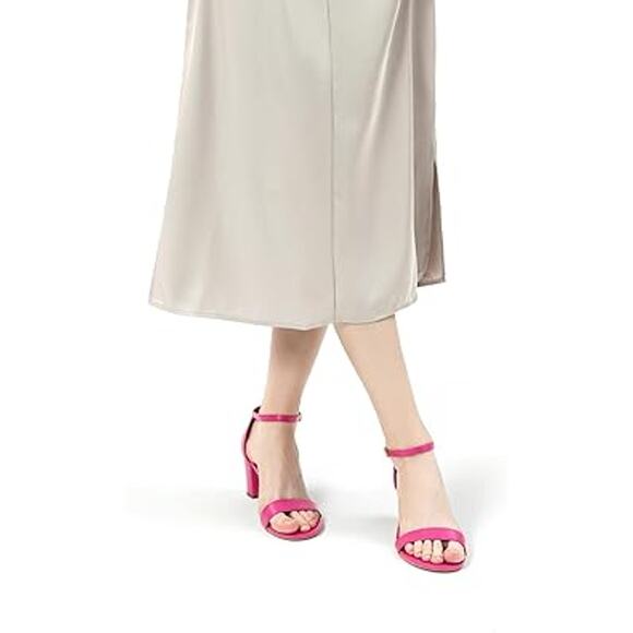 Dobolin Womens Size 10.5 Hot Pink Ankle Strap Open Toe 3" Heel Sandal Shoes - Picture 5 of 7